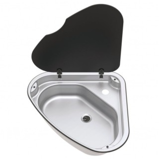 1 - Thetford Basic Line 33 Corner Sink Stainless Steel Sink for Camper and Van Right Version